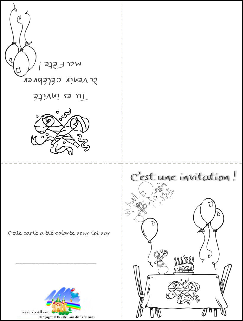 excellent coloriages carte imprimer et colorier invitation fte enfants with carton d invitation enfant